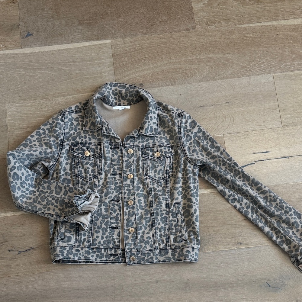 STS  Leopard Print Jean Jacket Small